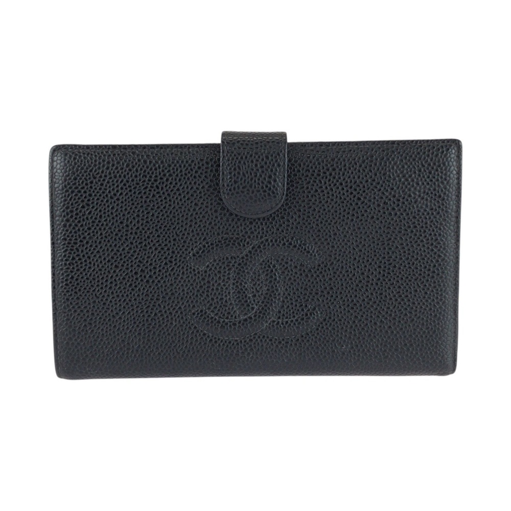 Excellent condition CHANEL Coco Mark coin purse, black leather, gold hardware...